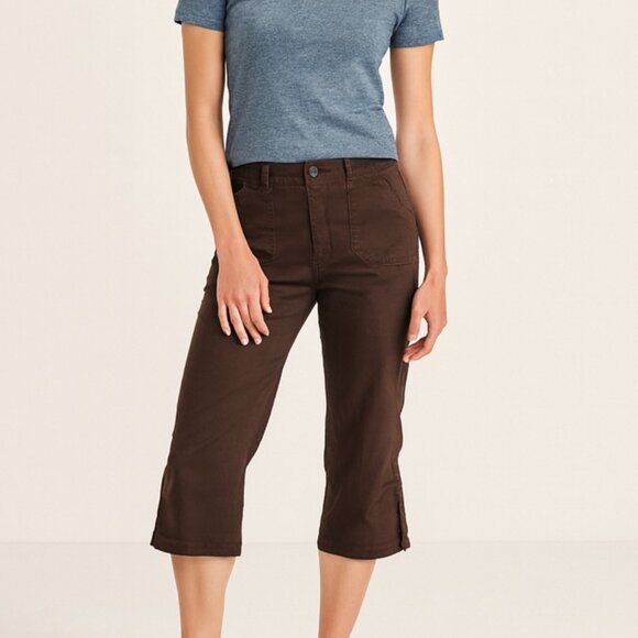 Lee Pants - Lee Easy Fit Capris Pedal Pusher Pants Brown Women's Medium Stretch Waist